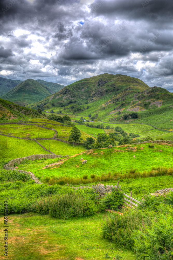 English countryside scene the Lake District Martindale Valley near Ullswater 
