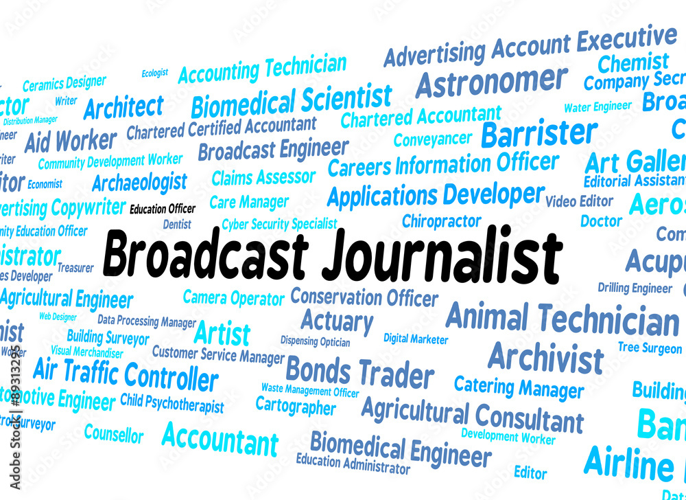 Fototapeta premium Broadcast Journalist Represents Lobby Correspondent And Broadcas