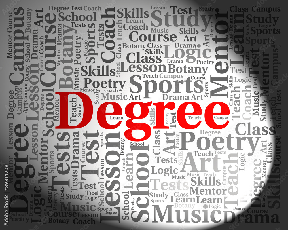 Fototapeta premium Degree Word Shows Degrees Words And Qualification