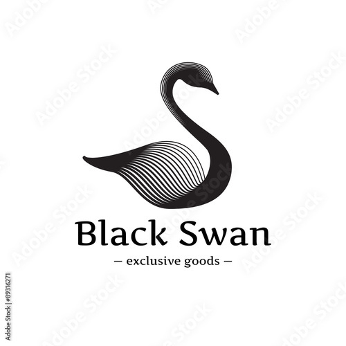 Fototapeta Naklejka Na Ścianę i Meble -  Vector minimalistic swan logo. Beautiful black ink style