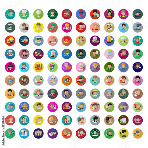 Flat People Set - Different Occupation - Vector Illustration 