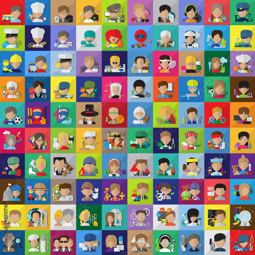 Flat People Set - Different Occupation - Vector Illustration 