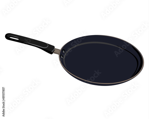 Black isolated Teflon pan for kitchen for cooking pancake on a