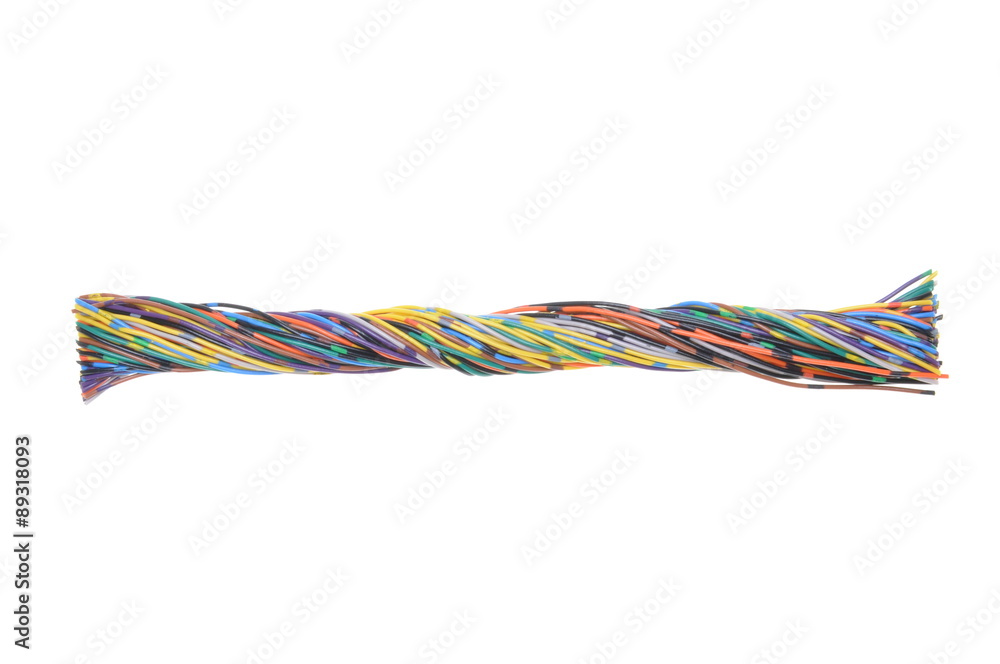 Colorful twisted wires isolated on white background Colorful twisted wires isolated on white background