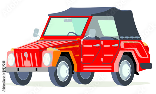 Caricatura 181 type cerrado parcial rojo vista frontal y lateral