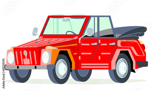 Caricatura 181 type abierto parcial rojo vista frontal y lateral