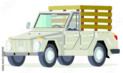Caricatura 181 type pick up blanco vista frontal y lateral