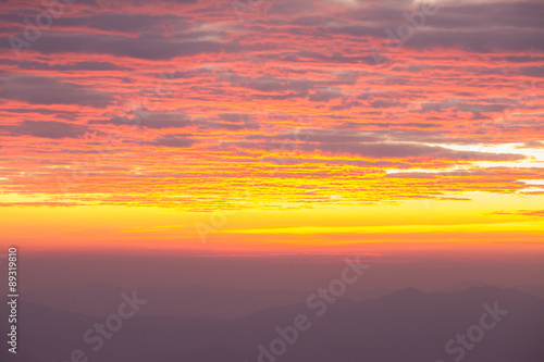 Landscape of sunrise over mountain. © rueangrit