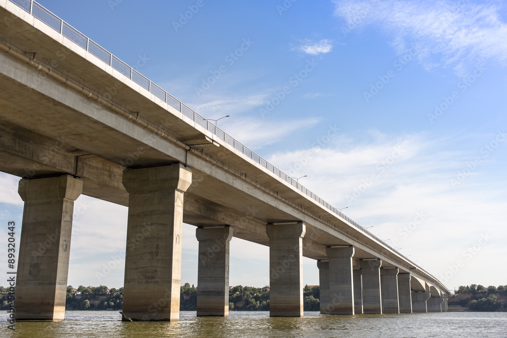Bridge across Danube river in Belgrade, Serbia. Pupinov most