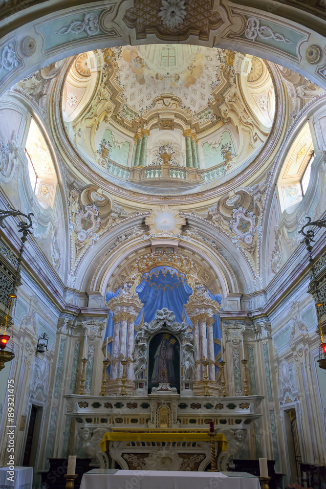 Murazzano (Cuneo): the church interior. Color image