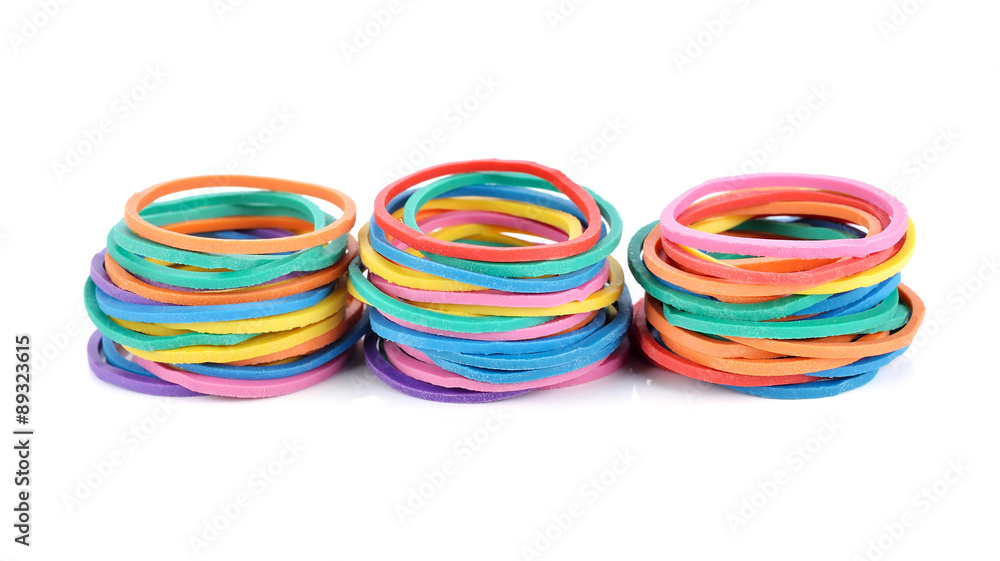 colorful rubber bands isolated on white. colorful rubber bands isolated on white.