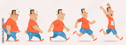 Chubby man turning into athlete