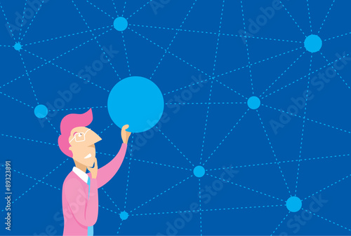 Man connecting dots on complex network