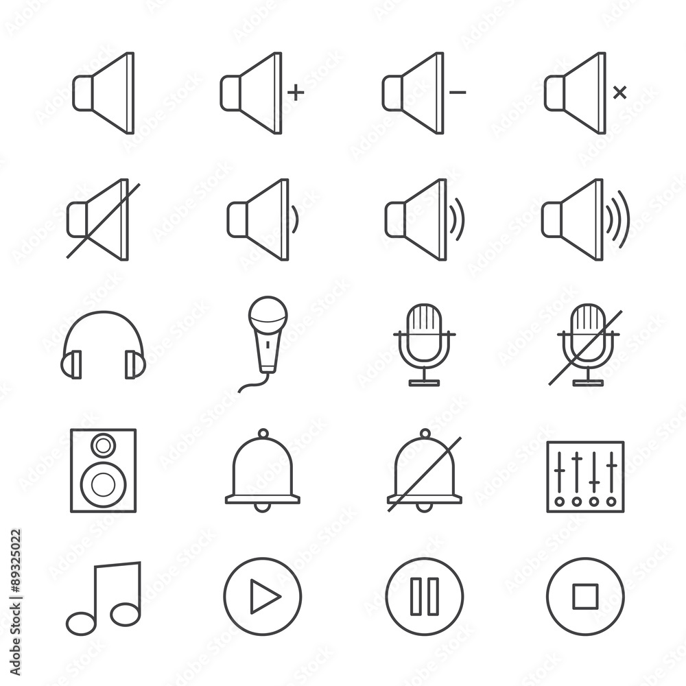 Music and Media Icons Line Music and Media Icons Line