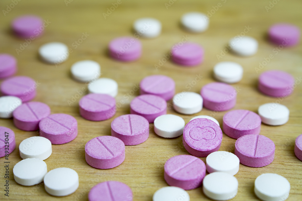group of pink drugs closed up, macro group of pink drugs closed up, macro