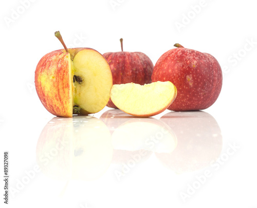 Fresh red apples on white background