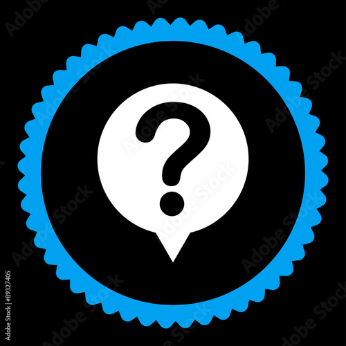 Status flat blue and white colors round stamp icon
