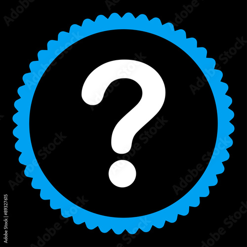 Question flat blue and white colors round stamp icon