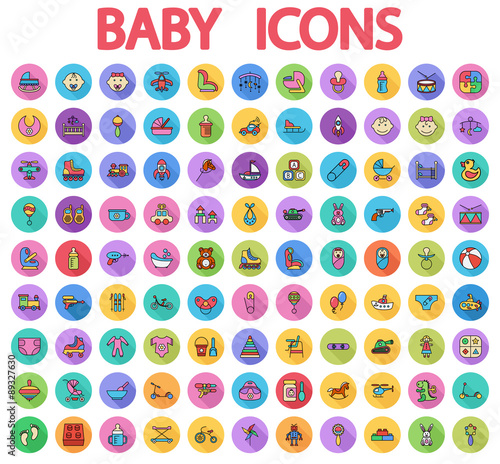 Baby flat vector icon set