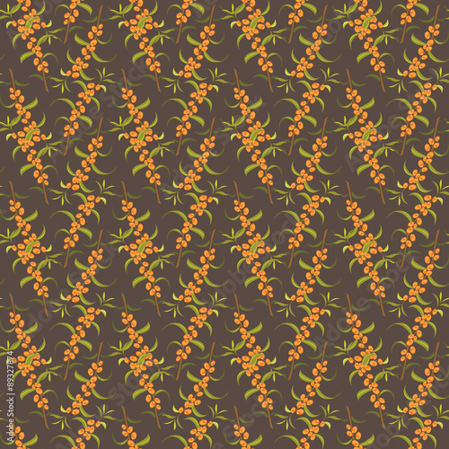 sea buckthorn seamless pattern