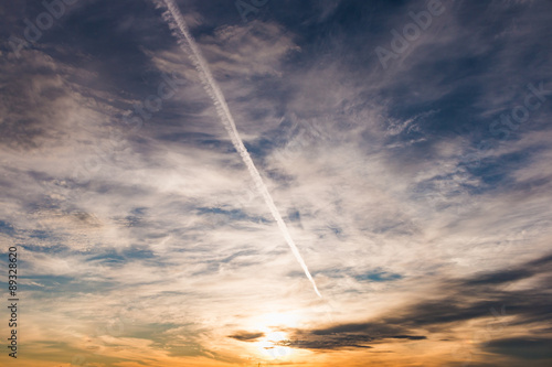 Sky and cloud background with colorful at sunrise nature