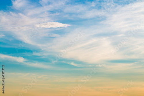 Sky and cloud background with colorful at sunrise nature