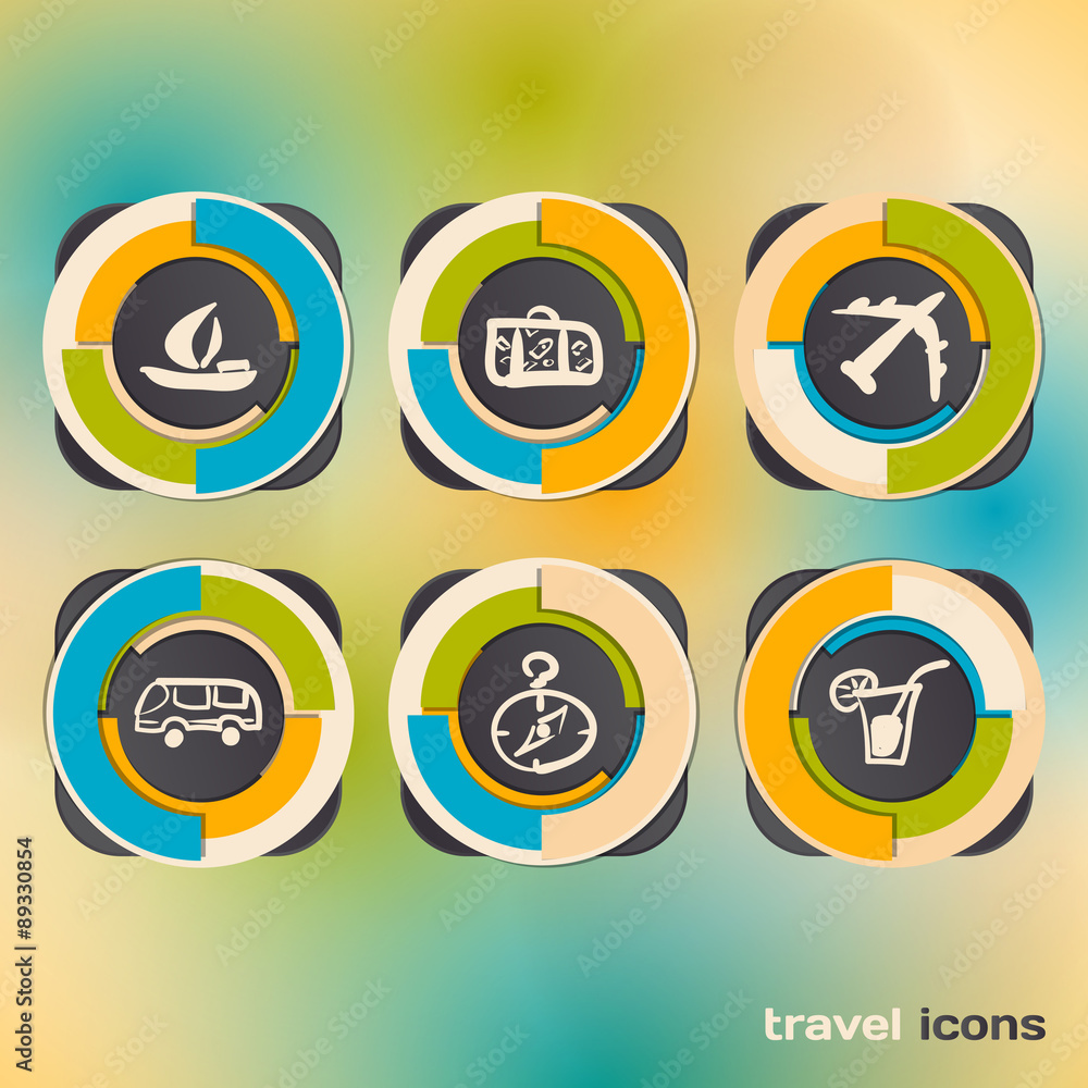 Set of icons on a theme of travel Set of icons on a theme of travel