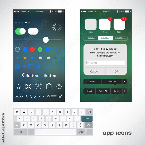 Vector thin icons design set for app smartphone photo