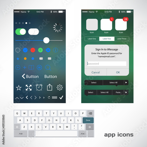 Vector thin icons design set for app smartphone