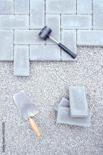 Stone blocks for paving laying down background
