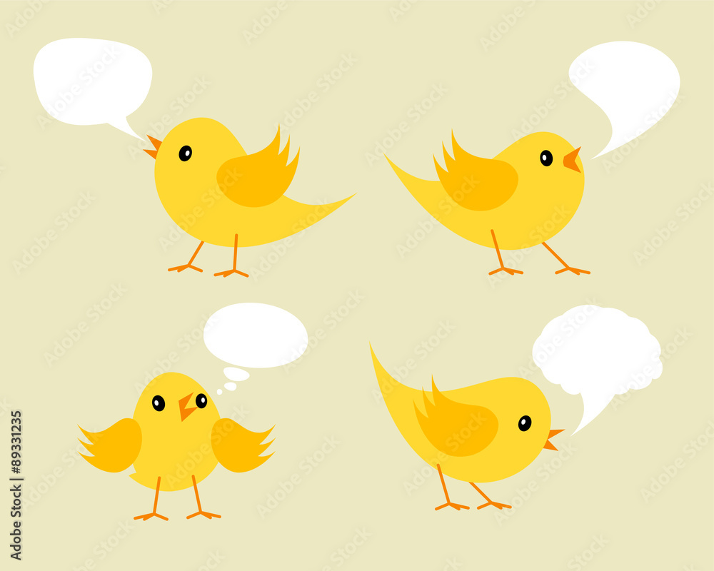 Set of Twittering Yellow Chicks.