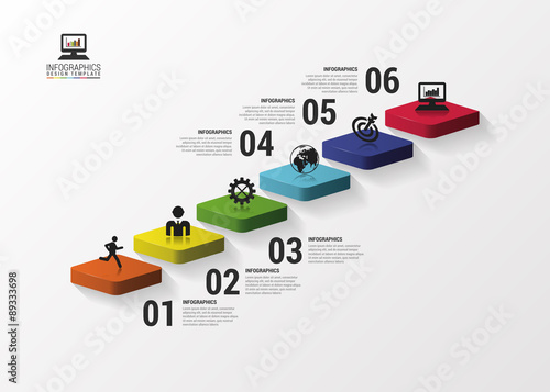 Abstract 3d stairs infographics or timeline template. Vector illustration