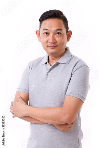 portrait of happy, content asian man