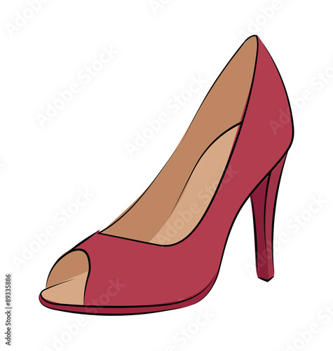 Heel shoes Hand Drawn Colored Vector Icon
 photo