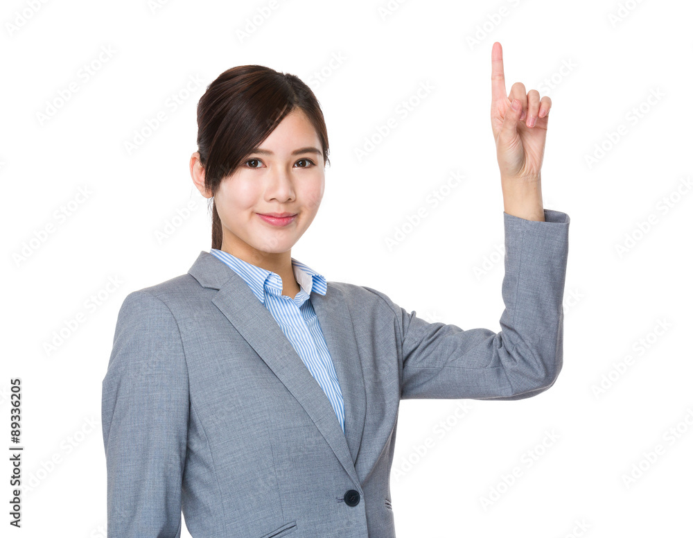 Asian young Businesswoman with finger point up Asian young Businesswoman with finger point up