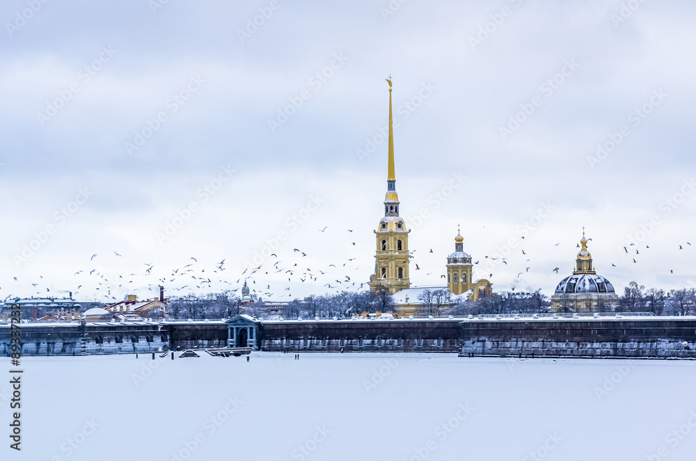 Obraz premium View on Peter and Paul Fortress in Saint-Petersburg, Russia