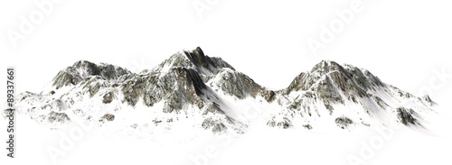 Fotografia Snowy Mountains - Mountain Peak - separated on white background
