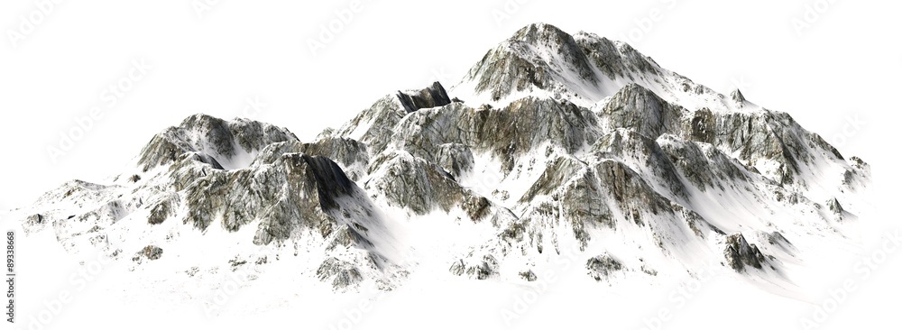 Fototapeta premium Snowy Mountains - Mountain Peak - oddzielone na białym tle