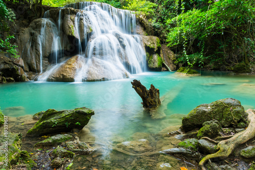 Huai Mae Khamin waterfall in Kanchanaburi province  Thailand.