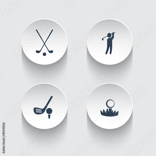 Golf, golf club, ball, golfer round modern icons, vector illustration, eps10, easy to edit