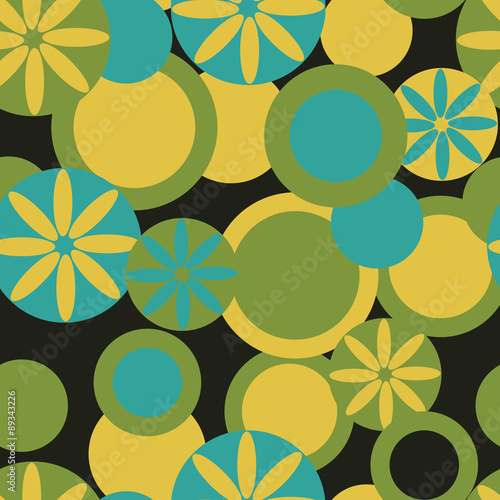 Abstract textile seamless pattern of green and blue colors on a