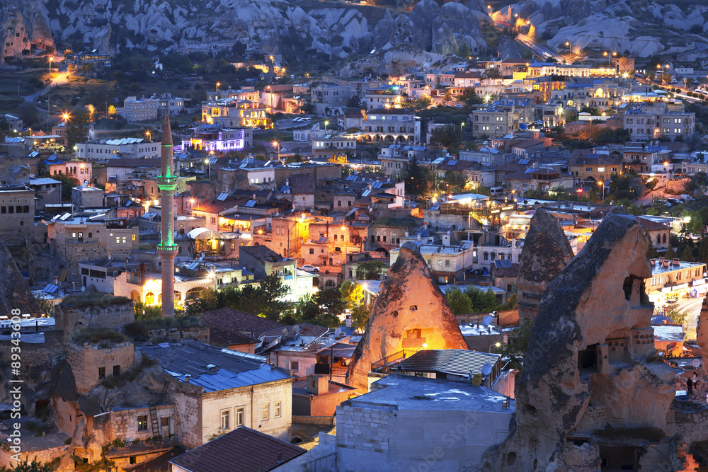 The night Goreme, landscape Cappadocia Turkey.