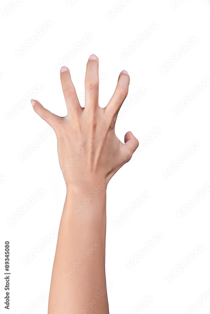 Girl's hand gestures showing person view isolated Girl's hand gestures showing person view isolated