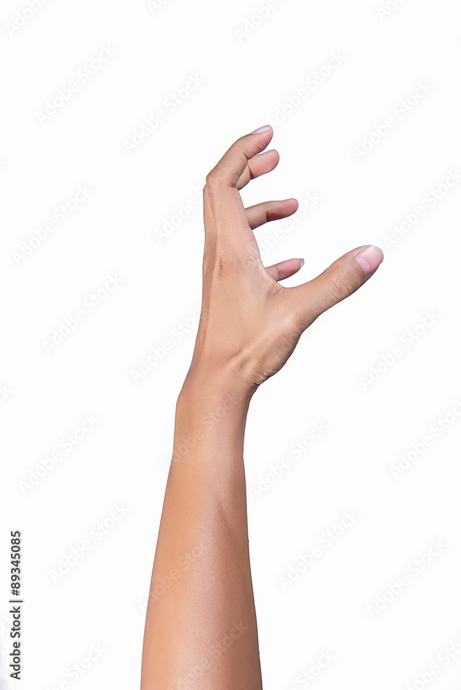 Girl's hand gestures showing person view isolated Girl's hand gestures showing person view isolated