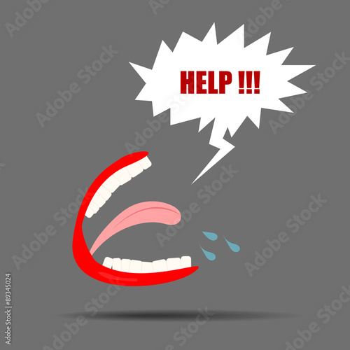 Vector : Mouth with help in speech bubble