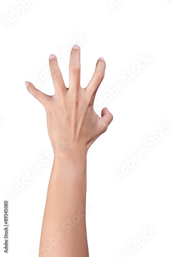 Girl s hand gestures showing person view isolated