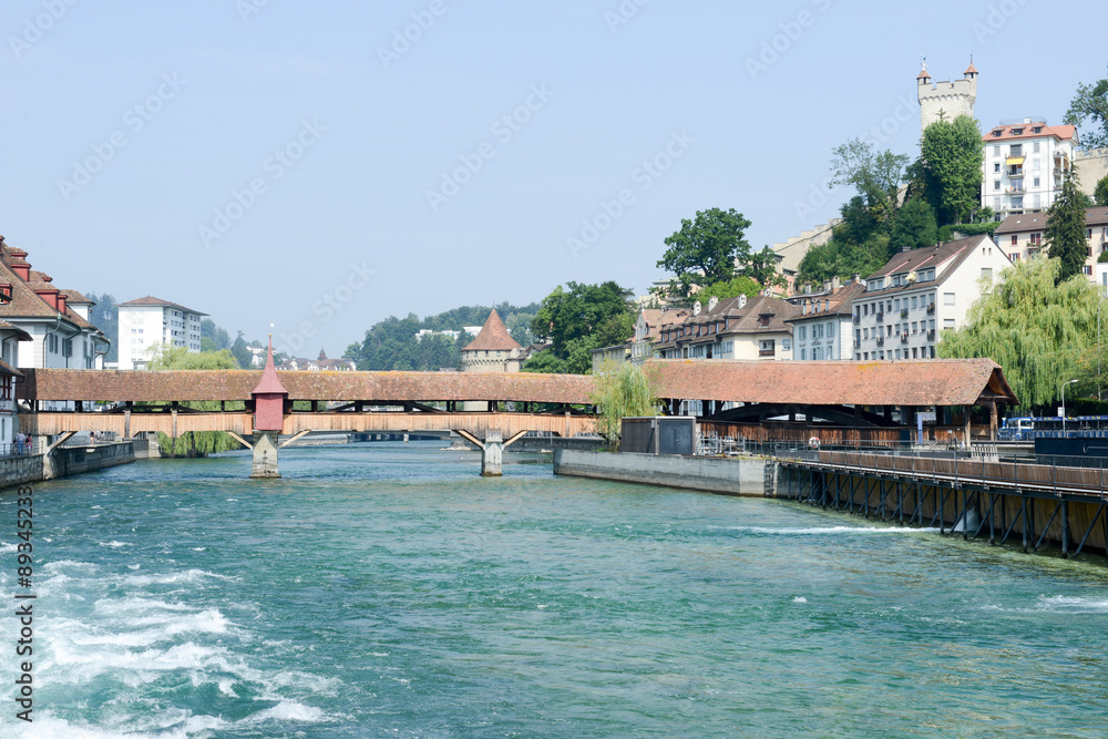 Spreuer bridge at the ancient center of Lucerne