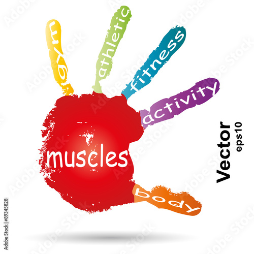 Vector conceptual children painted hand print word cloud