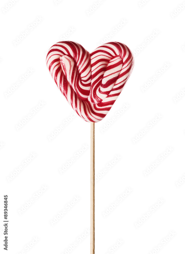Colourful lollipop in the shape of a heart