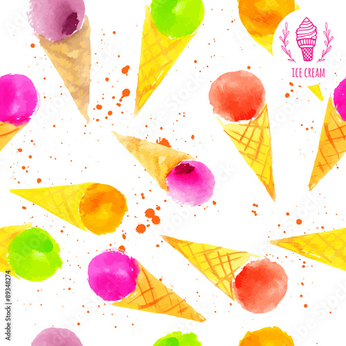Vector illustration of ice cream in a cone.